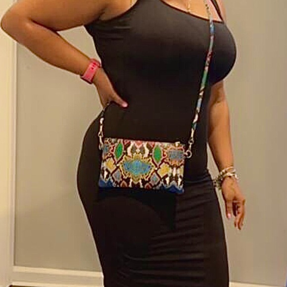 PAOTMBU Multicolor Ankle Strap Block Heel Sandals and Matching Bag 🔆 - Picture 12 of 12